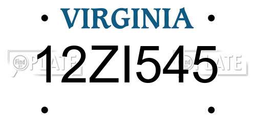 12ZI545 Virginia License Plate