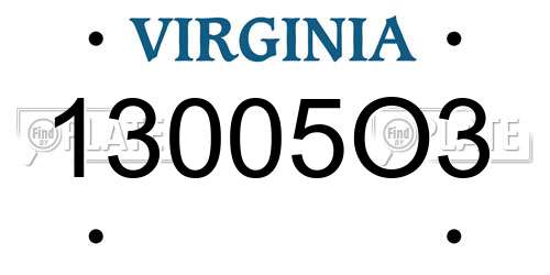 13005O3 Virginia License Plate
