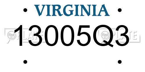 13005Q3 Virginia License Plate