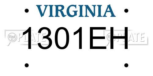 1301EH Virginia License Plate