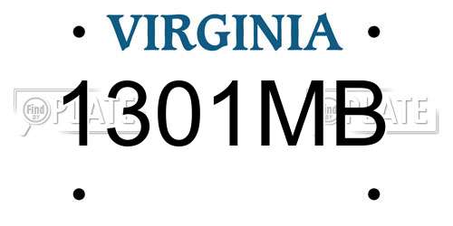 1301MB Virginia License Plate
