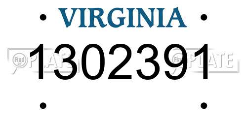 1302391 Virginia License Plate