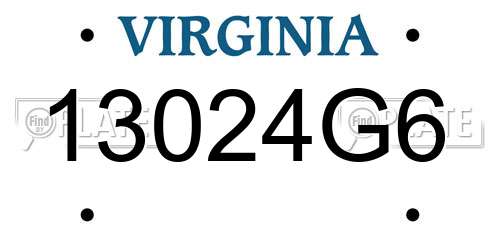 13024G6 Virginia License Plate