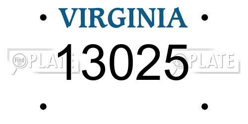 13025 Virginia License Plate