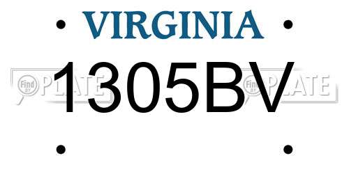 1305BV Virginia License Plate