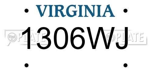 1306WJ Virginia License Plate