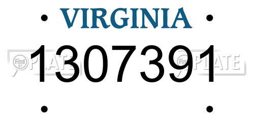 1307391 Virginia License Plate