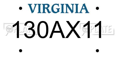 130AX11 Virginia License Plate