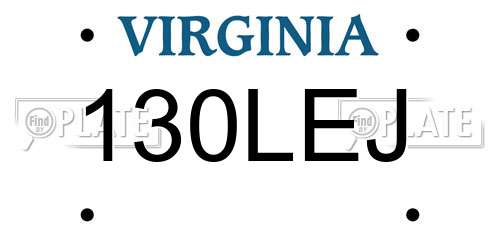 130LEJ Virginia License Plate