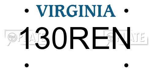 130REN Virginia License Plate