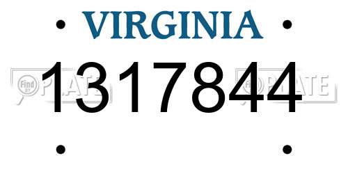 1317844 Virginia License Plate