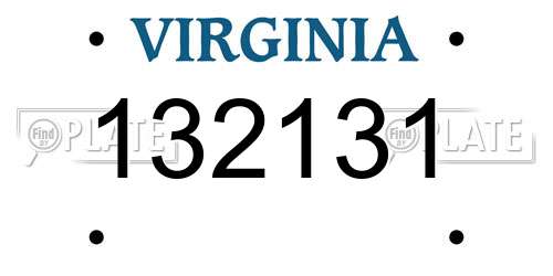 132131 Virginia License Plate