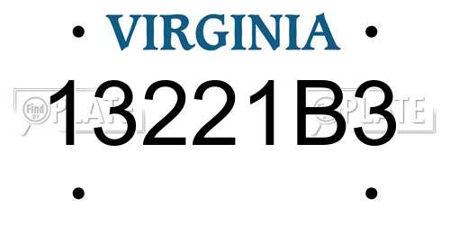 13221B3 Virginia License Plate