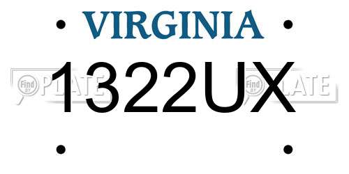 1322UX Virginia License Plate