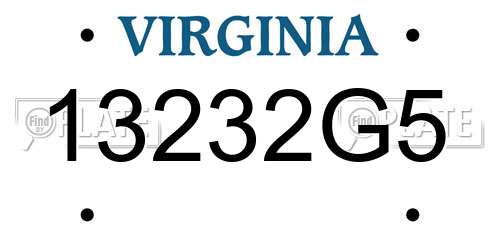 13232G5 Virginia License Plate