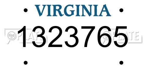 1323765 Virginia License Plate
