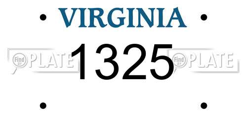 1325 Virginia License Plate