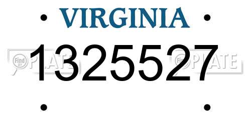 1325527 Virginia License Plate