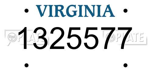 1325577 Virginia License Plate