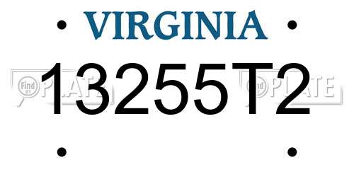 13255T2 Virginia License Plate