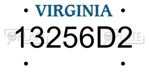 13256D2 Virginia License Plate