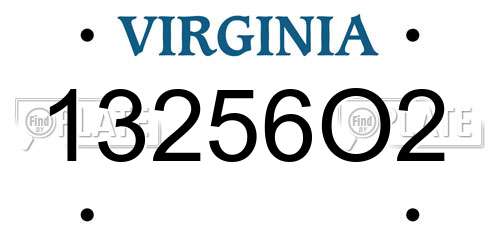 13256O2 Virginia License Plate
