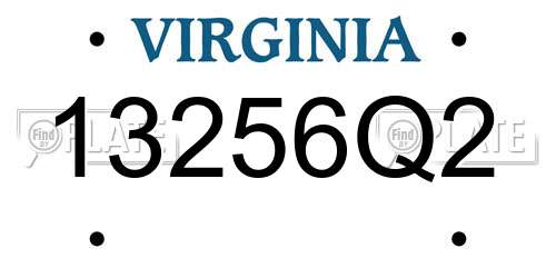 13256Q2 Virginia License Plate