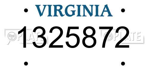 1325872 Virginia License Plate
