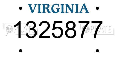 1325877 Virginia License Plate