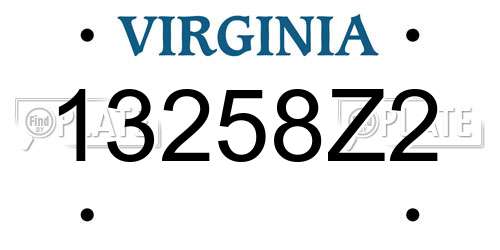 13258Z2 Virginia License Plate