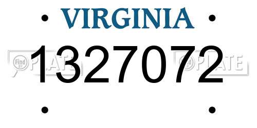 1327072 Virginia License Plate