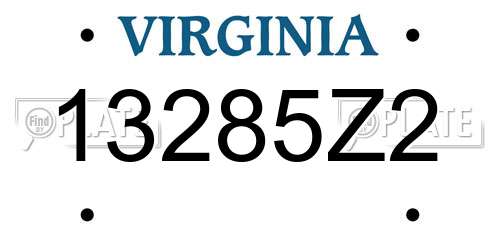 13285Z2 Virginia License Plate