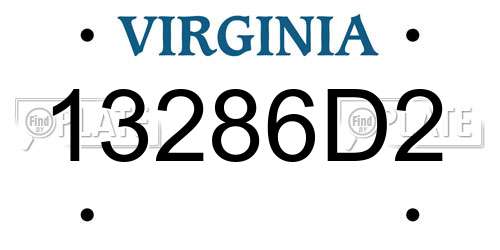 13286D2 Virginia License Plate
