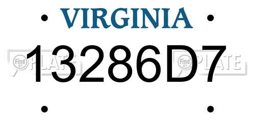 13286D7 Virginia License Plate