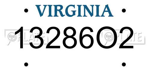 13286O2 Virginia License Plate
