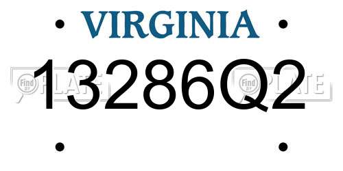 13286Q2 Virginia License Plate