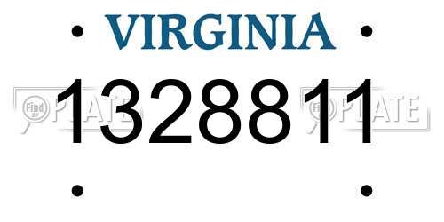 1328811 Virginia License Plate