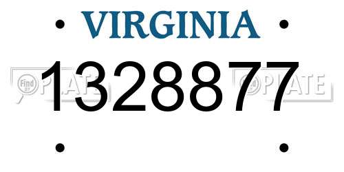 1328877 Virginia License Plate