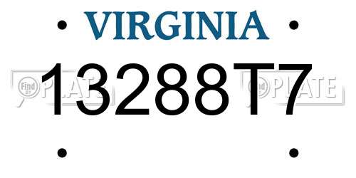 13288T7 Virginia License Plate