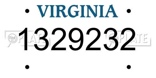 1329232 Virginia License Plate