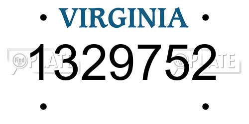 1329752 Virginia License Plate