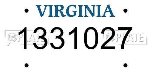 1331027 Virginia License Plate