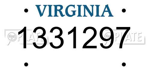 1331297 Virginia License Plate