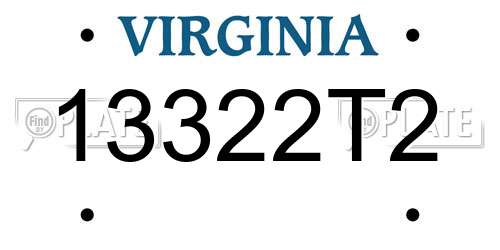 13322T2 Virginia License Plate