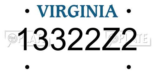 13322Z2 Virginia License Plate