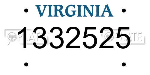 1332525 Virginia License Plate