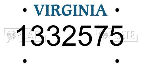 1332575 Virginia License Plate