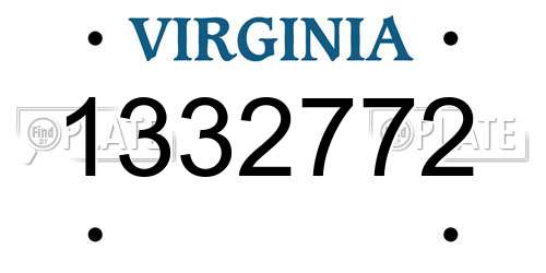 1332772 Virginia License Plate