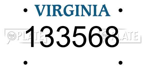 133568 Virginia License Plate