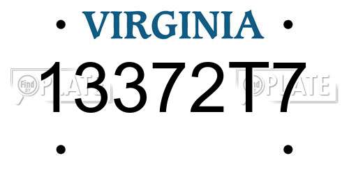 13372T7 Virginia License Plate